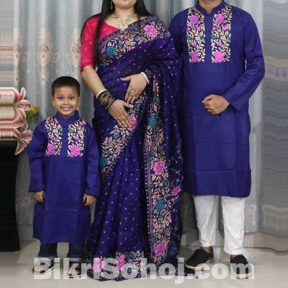 বাচ্চা সহ কাপড় ড্রেস(ফ্যামিলি কম্বো)